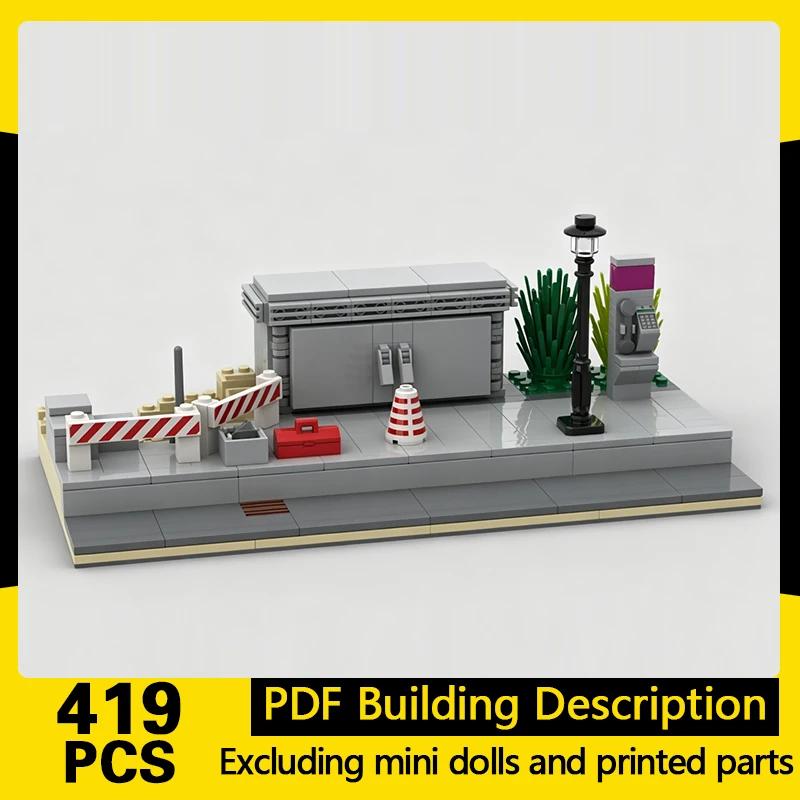 Street View Model MOC Building Bricks Cabinet With Construction Pit Modular Technology Gifts Holiday Assemble Children Toys Suit