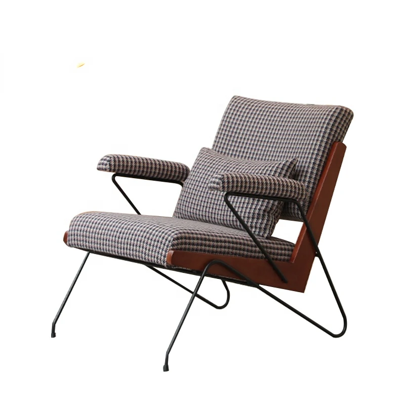 2021 New Small Family Leisure Chair Nordic Light Luxury Lounger Designer Living Room Plaid Pattern Office Leisure Sofa