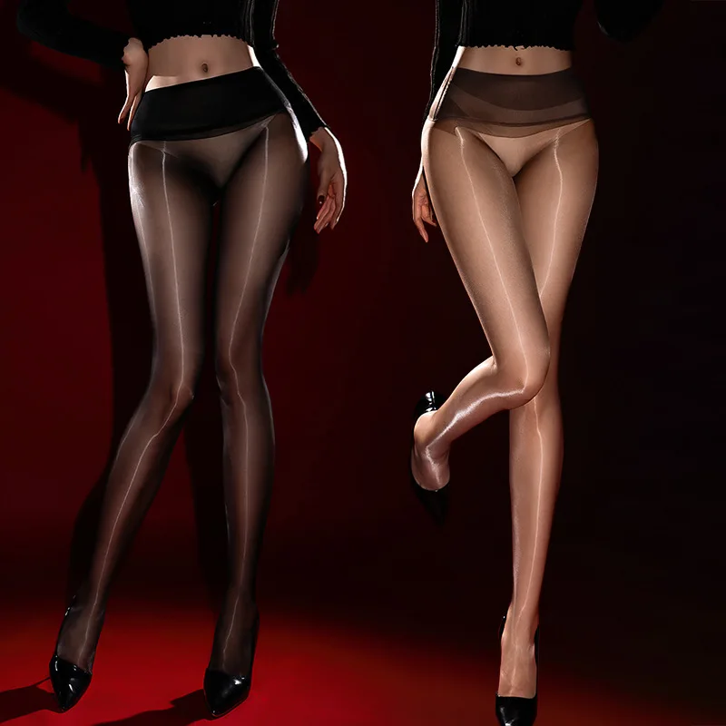 Women Seamless Thin Transparent Aurora Oil Glossy Stockings Sexy Mesh Sheer Sockings Bottom Socks High Waisted Pantyhose