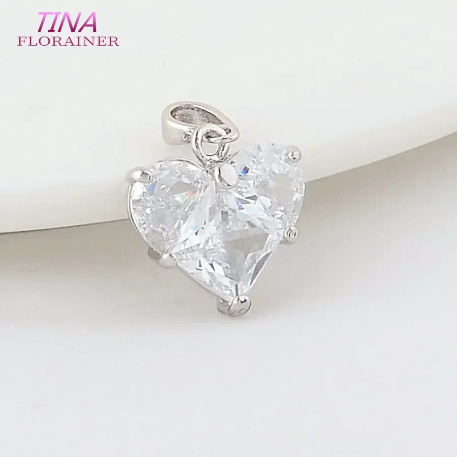 12MM 14MM 14K Gold Color Brass with Zircon Heart Charms Pendants Necklace Earrings Jewelry Making Supplies Accessories