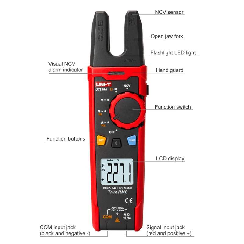 UNI-T Digital Clamp Meter UT256A 200A AC Zangen Amperemeter True RMS Amperometric Clamp Spannung Frequenz Tester