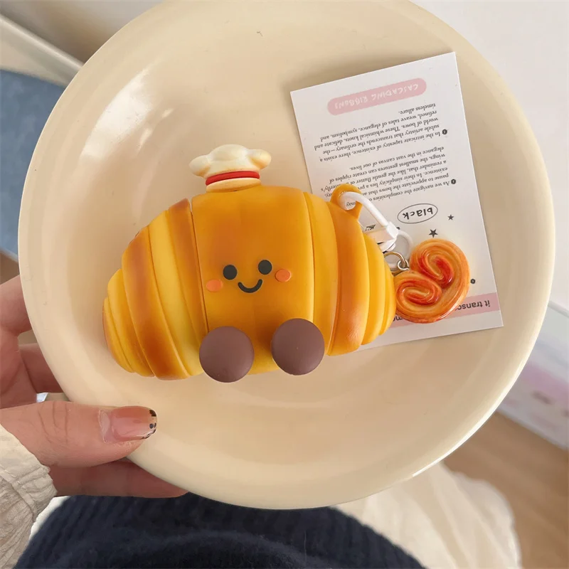 

For Xiaomi Buds 5 cases Cute 3D Chef Croissant Silicone Earphone Protective Case With Pendant cover for Redmi Buds 6 Lite 6 Pro