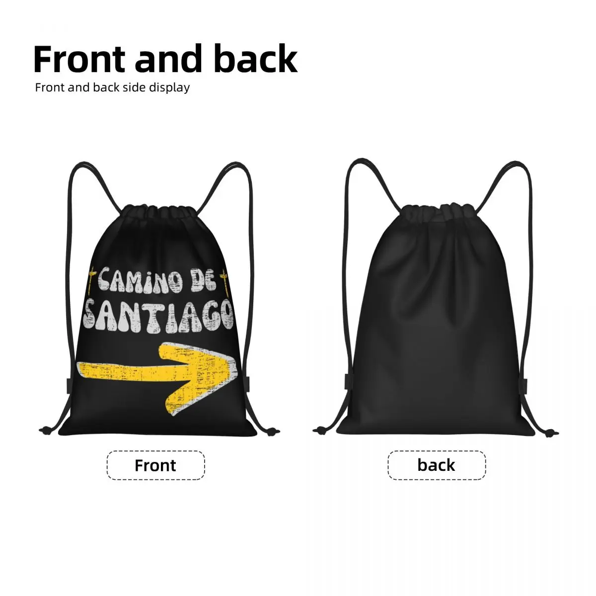 Camino De Santiago Drawstring Backpack Sports Gym Bag for Men Women Scallop Shell Pilgrim Walk Training Sackpack