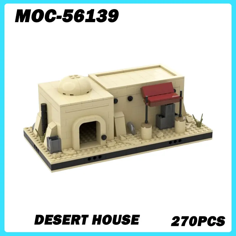 MOC-56139 Micro Architectuur Modulaire Woestijnhuis Bouwstenen DIY Model Bricks Puzzel Speelgoed Baksteen Verjaardagscadeautjes 270 Stuks