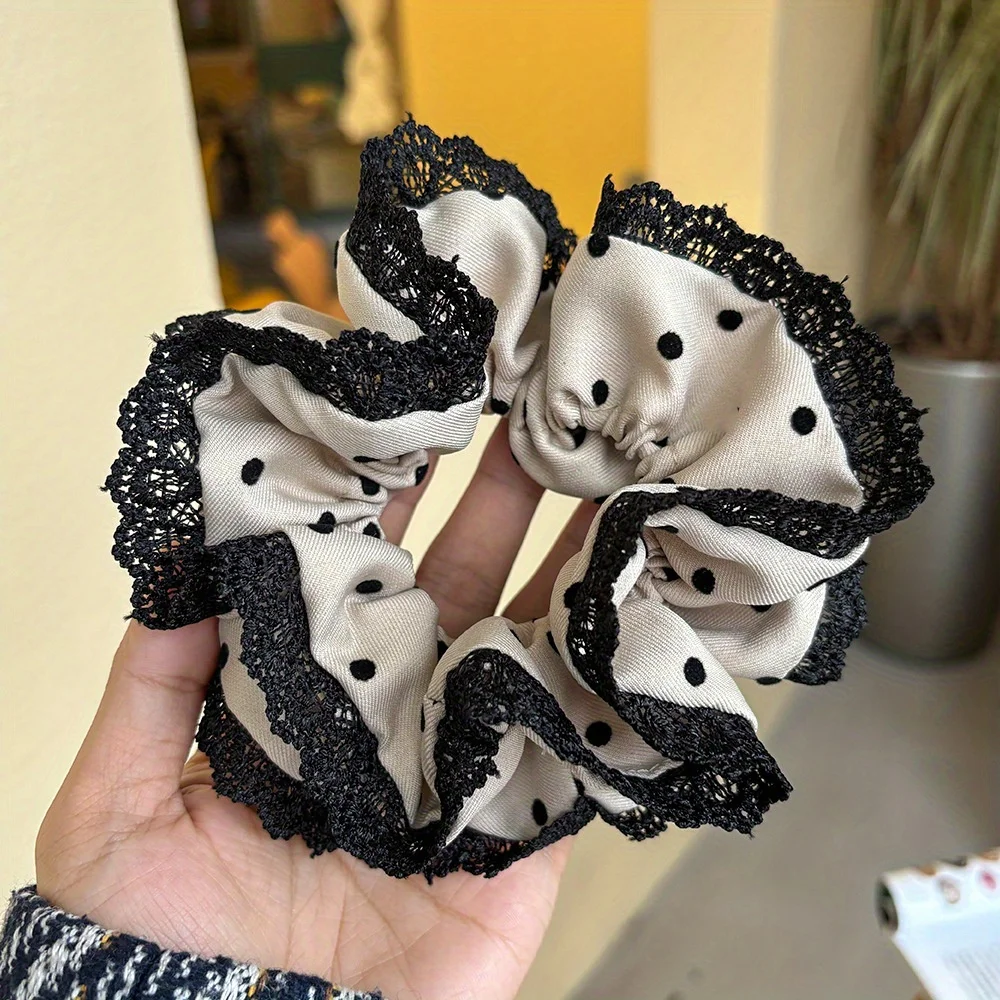 Elegant Lace Hair Tie Scrunchie with Decorative Edging Simple Sweet Design Versatile Ponytail Holder for Women Girls Accessories