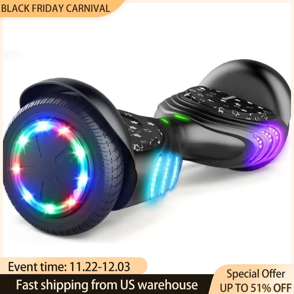 Hoverboard, with Speaker and Colorful LED Lights Self-Balancing Scooter Certified 6.5