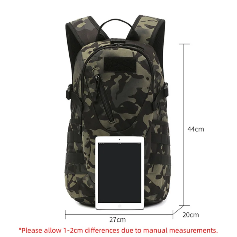 20L Tactical Backpack Camping Bag Hiking Rucksack Camouflage Men Travel Mountaineering Outdoor Sports Shoulder USB School Bag