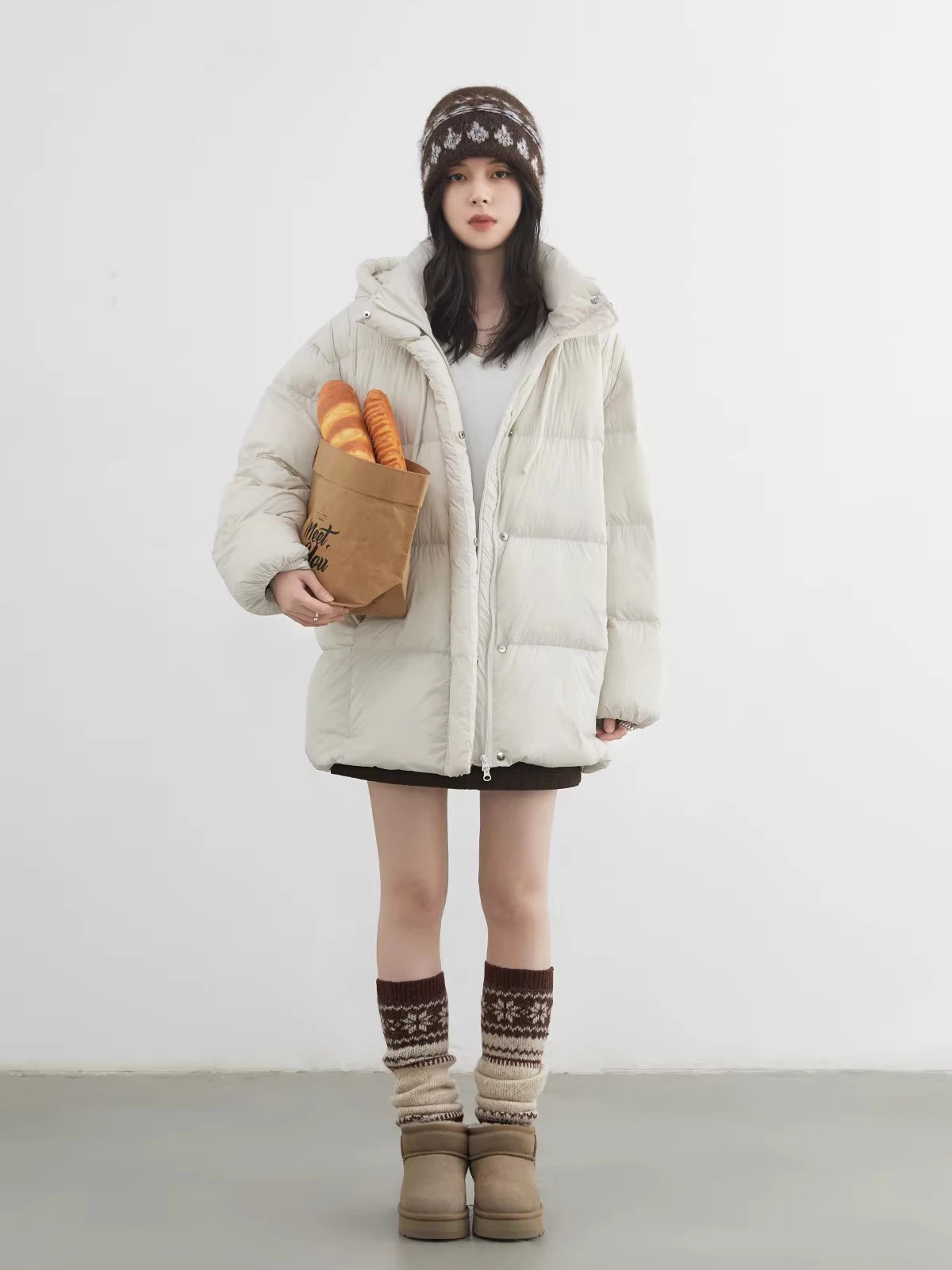 CHIC VEN Vrouwen Donsjacks Koreaanse Effen Quilt Trekkoord Capuchon 90 Witte Eendendons Jassen Vrouwelijke Kleding Herfst Winter Nieuwe 2025