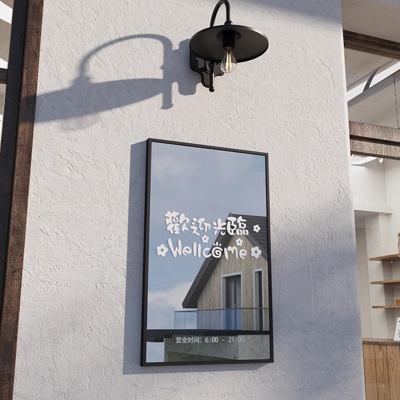 

Outdoor door billboard Mirror photo display board Internet celebrity LOGO Signature Clothing store Coffee studio door
