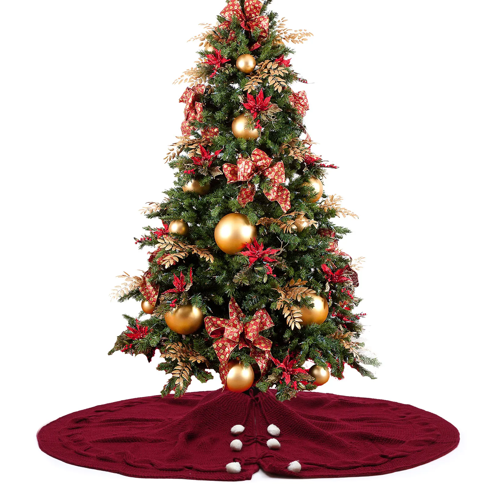 

1pc Wool Apron Home Decor Red Christmas Christmas Skirt Decoration Tree Skirtc Tree Skirt Apron 80Cm