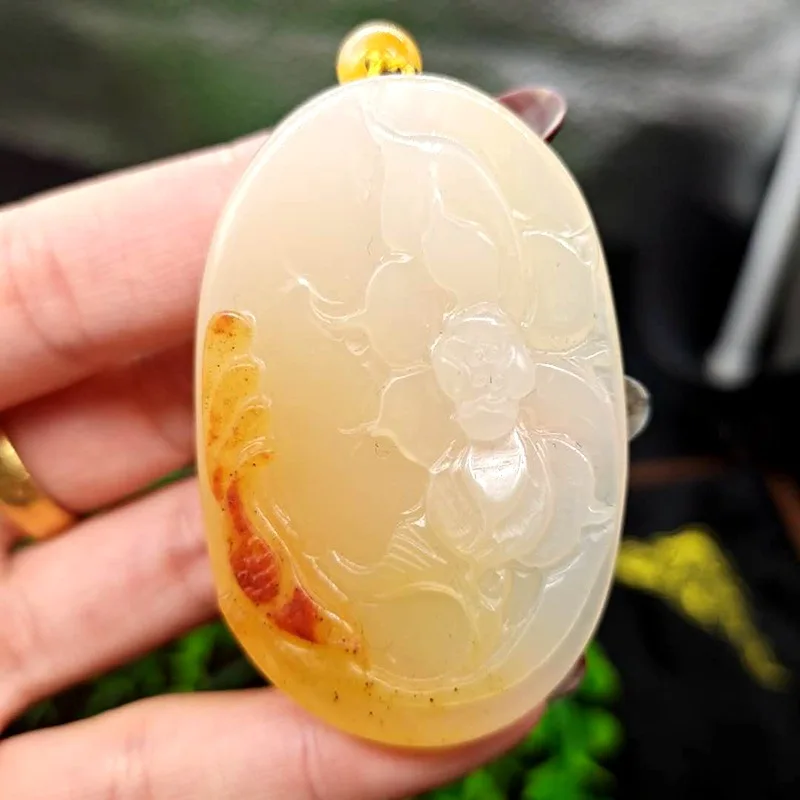 Huanglong Jade Flower Blooming Rich Pendant Sweater Chain Jewelry Factory Price