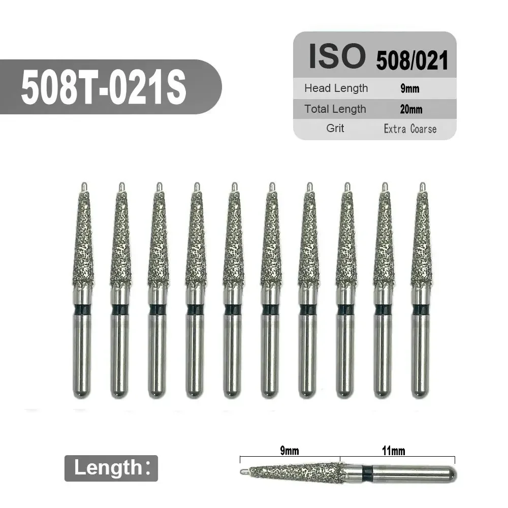 10pcs Dental High Speed Diamond Burs Dentistry Cavity Preparation/Crown Preparation Use on fillings 1.6mm Depth Cutting Drills