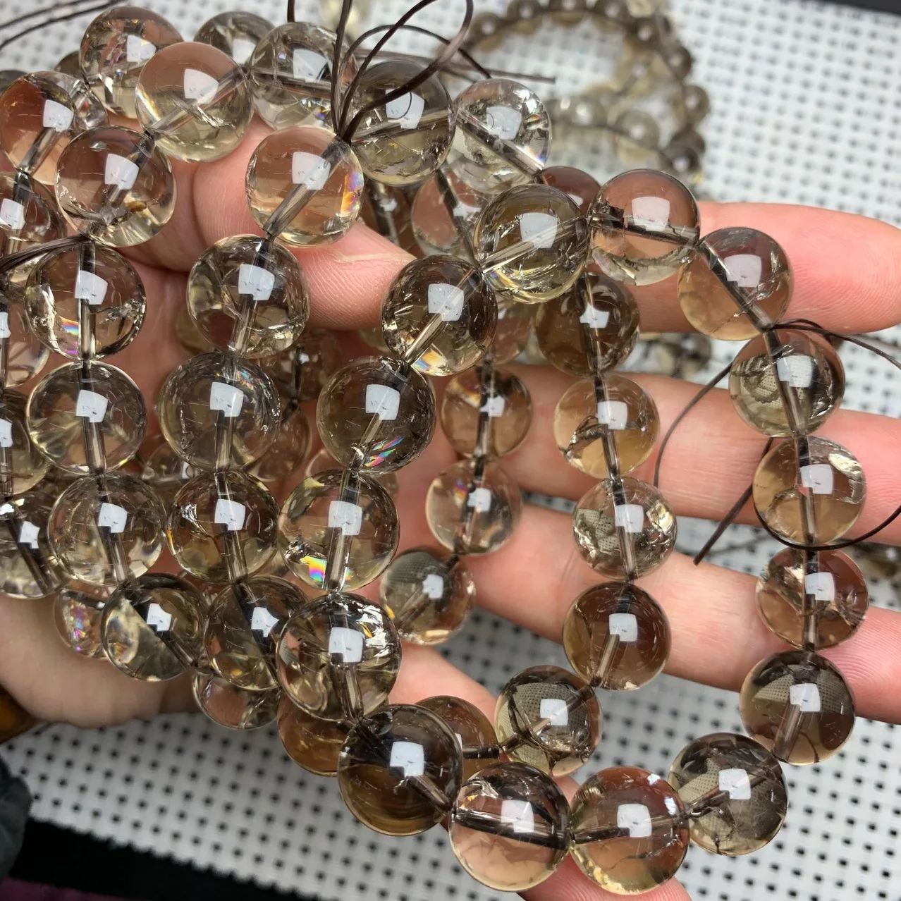 سوار كوارتز سموكي مستدير 8 مم 10 مم 12 مم 14 مم قطعة واحدة