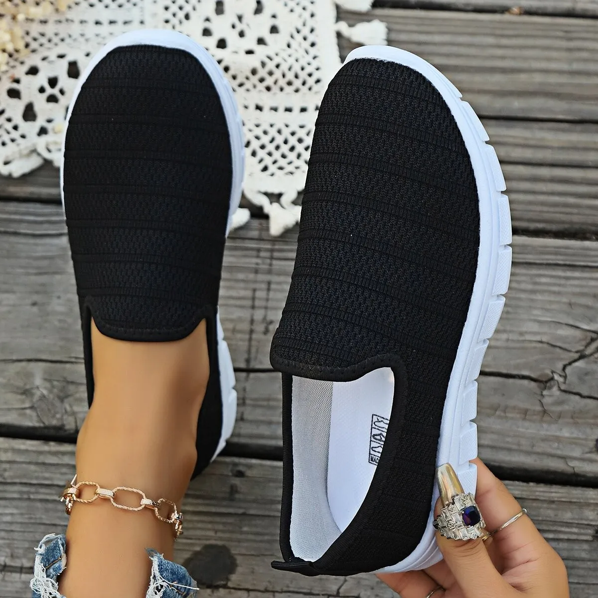 2024Summer Sneakers Slip On Flat Shoe Women\'s Fashion Casual Loafers Walking Shoe Outdoor Mesh Soft Bottom Sports