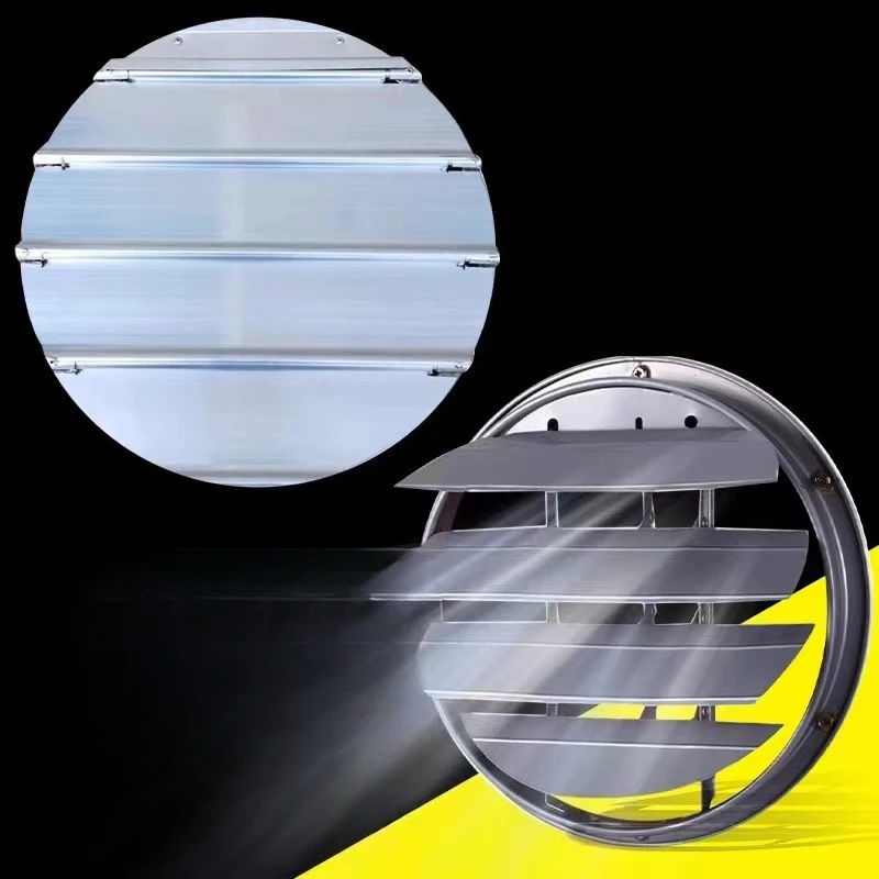Axial flow fan aluminum alloy shutter circular fan outdoor rain protection cover air outlet self-hanging shutter return air