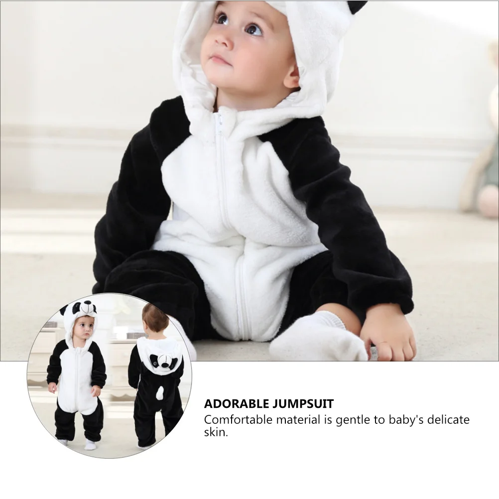 

1Pcs Baby Panda Romper Long-Sleeved One-Piece Jumpsuit Soft Warm Comfortable Layette Photo Prop for Indoor Outdoor