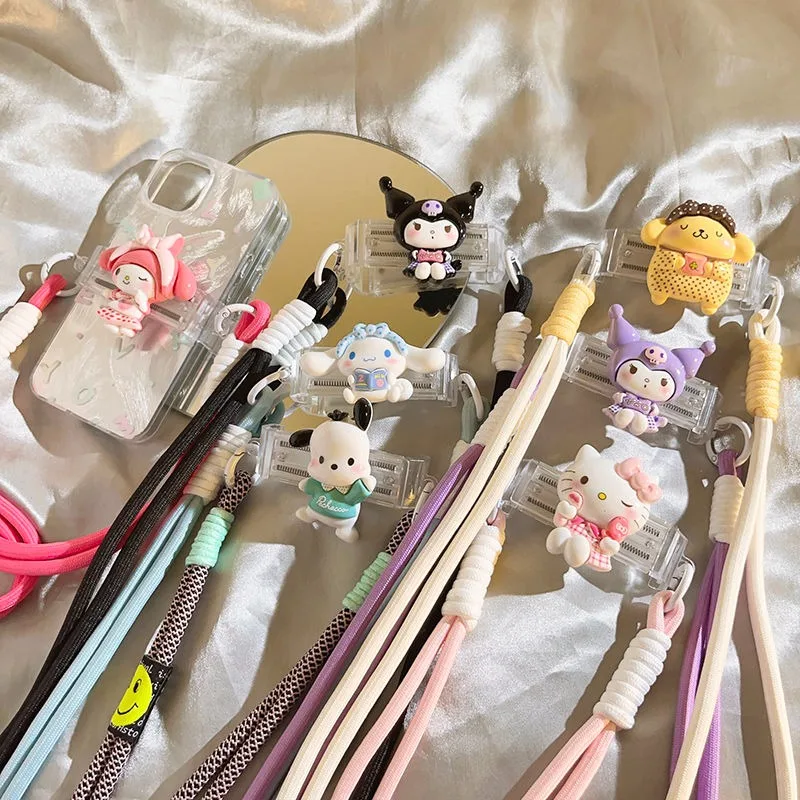 

My Melody Pochacco аниме Kawaii Sanrio Ins зажим для задней панели мобильного телефона милый мультяшный длинный шейный ремешок кулон подарки игрушки для детей