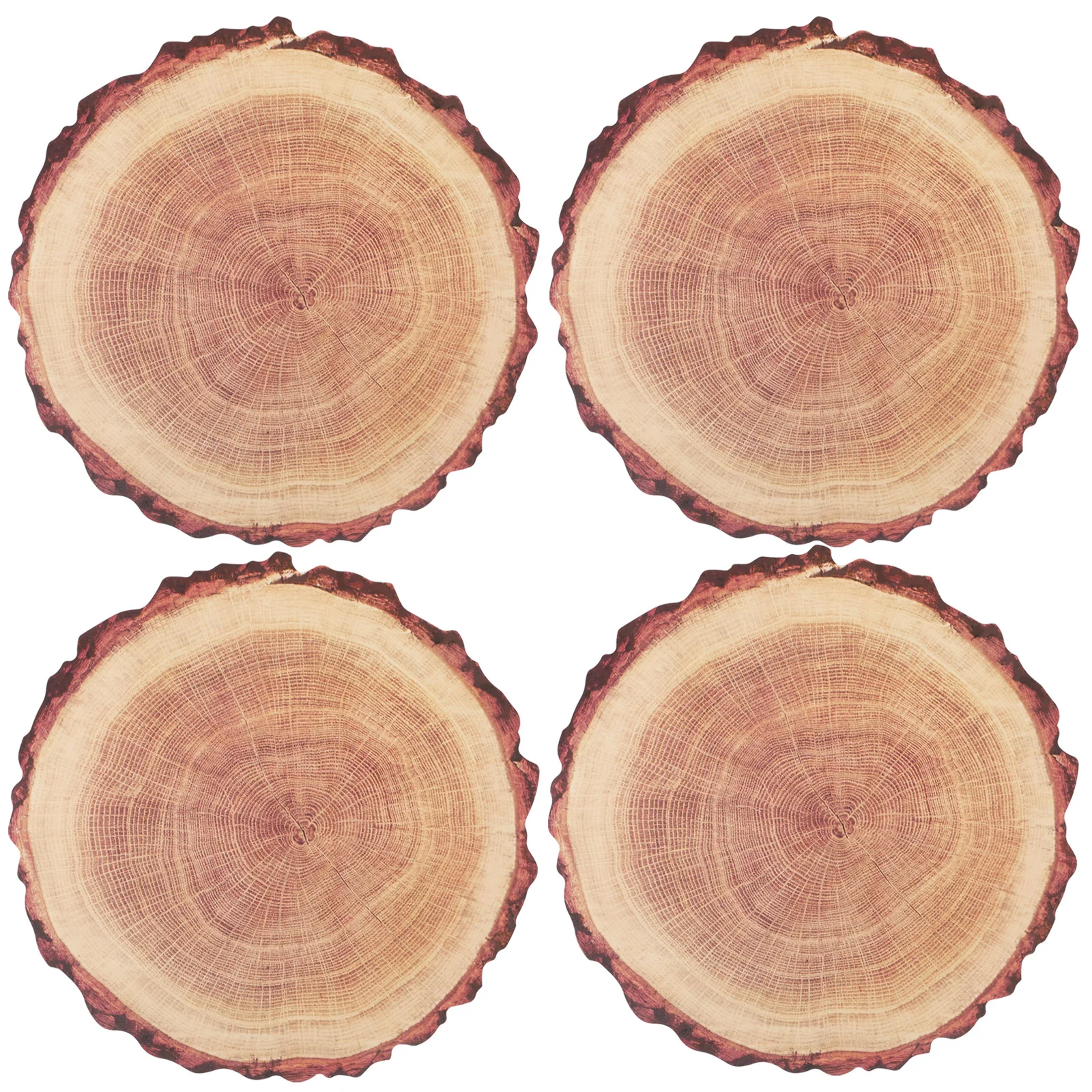 

4 Pcs Tree Stump Placemat Plastic Coaster Coasters For Drinks Table Printing Home Cup Pads Round