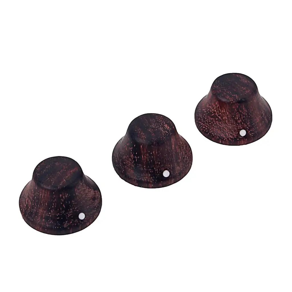 3 Pieces Rose Wood Guitar Volume  Control Knobs Top Hat Kits