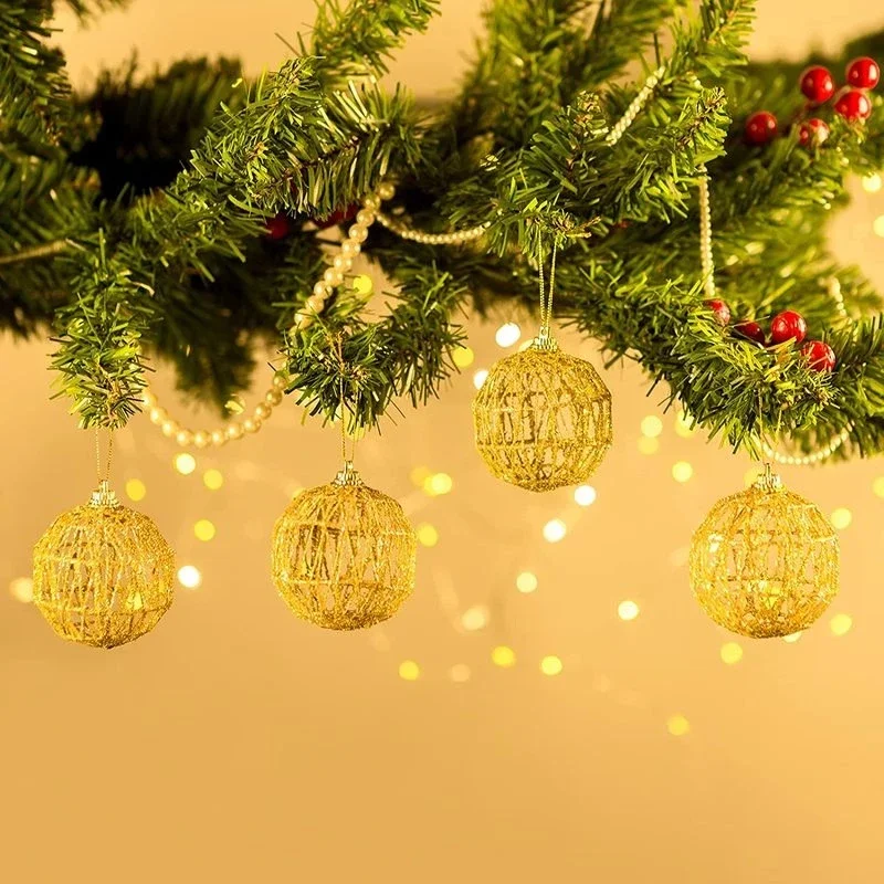 6Pcs/lot Christmas Ball Ornaments Gold Christmas Decorations Tree Balls With Scales Baubles Hanging Party Decor 2024 Navidad