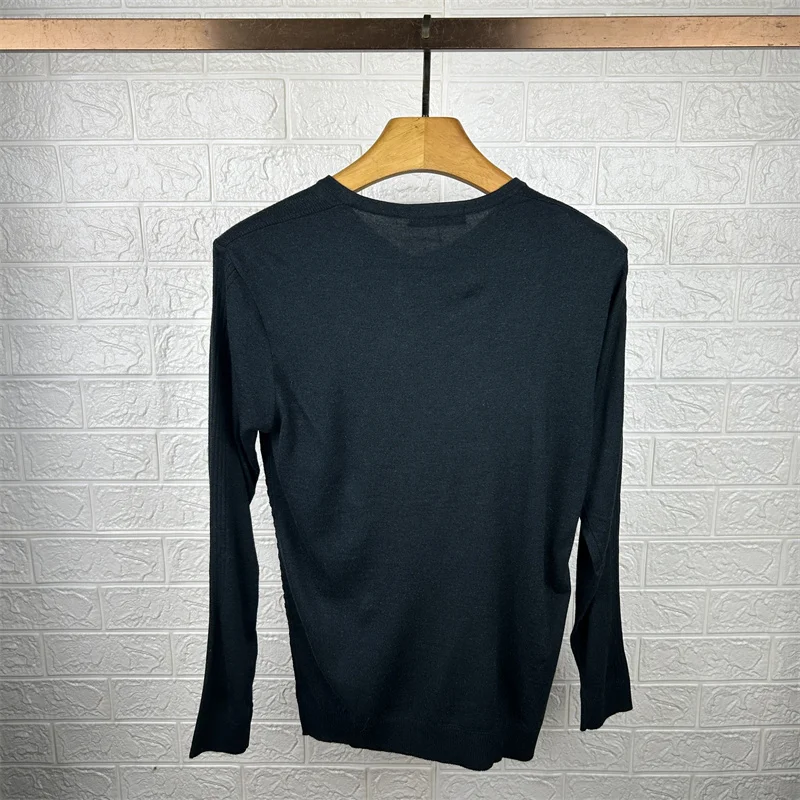 

Осень-зима, новый вязаный шерстяной свитер длиной 90 ярдов, модный городский облегающий свитер V-Ne, повседневный однотонный мужской свитер...