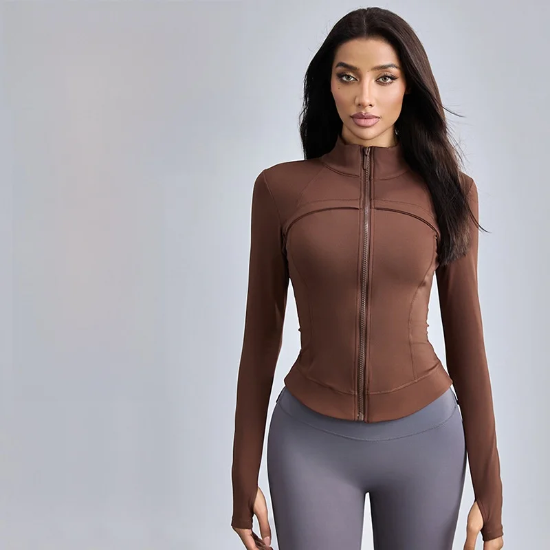 

Женская теплая куртка для йоги с длинными рукавами на флисовой подкладке, профессиональная тренировка, фитнес, сборка груди, дизайн на осень и зиму