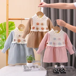 Girls Knitted Dress Spring Autumn 2024 Children Woolen Jersey Sweaters Dress For Baby Party Princess Clothes Kids Cute Costume 5