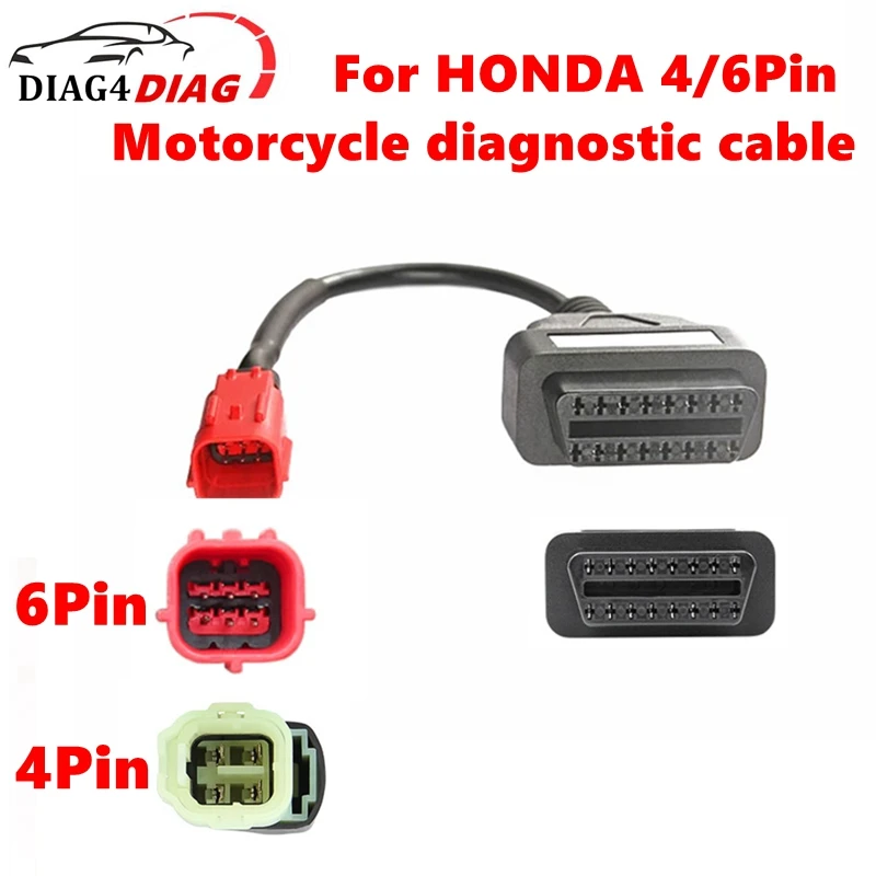 Motorcycle Diagnostic Cable 4Pin/6Pin Plug Cable Motorbike Diagnostic Cable for Honda 4Pin for Honda 6Pin To OBD2 16 Pin Cable