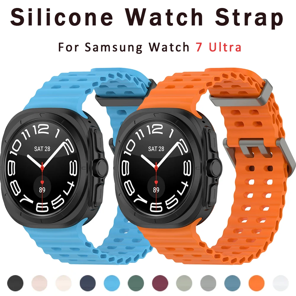 

Soft Loop Silicone Bracelet for Samsung Galaxy Watch 7 Ultra 47mm Sports Men Strap for Watch ULTRA7 47mm NO Gaps Curved End Band