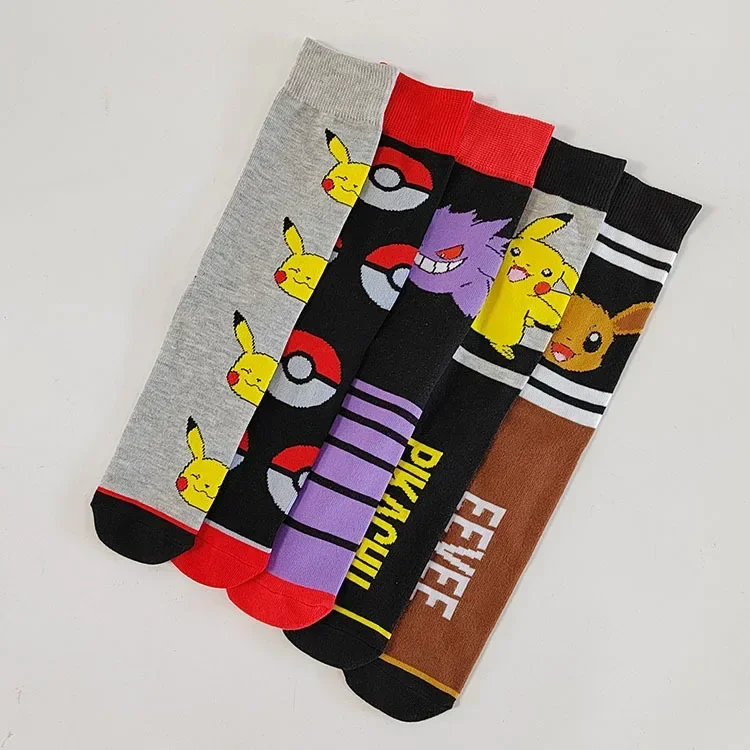 New Pokemon Gengar Socks Cartoon Anime Pikachu Men Women Middle Tube Hip Hop Trend Sport Cotton Socks Boy Christmas Happy Socks