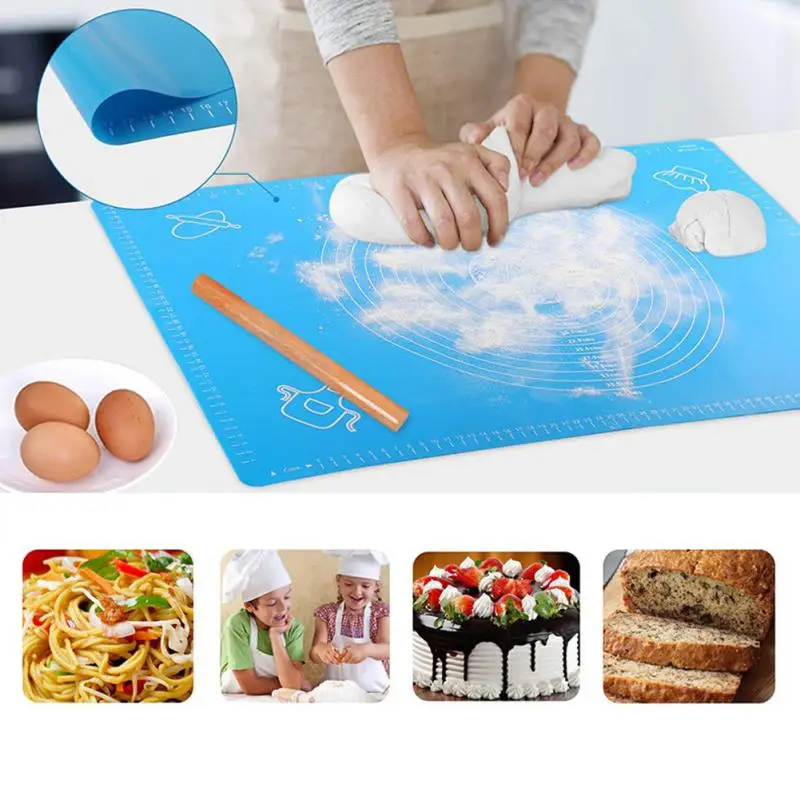 Food Grade Silicone Kneading Pad Anti-slip Non-stick Surface Chopping Board Pad Rolling Pad Baking Cooking Flour Mat With Scale