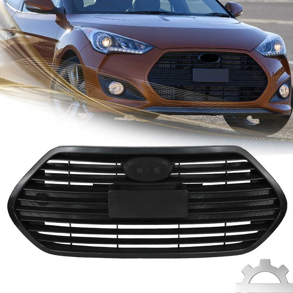 

Front Upper Grille Grill Matte Black For 13-17 Hyundai Veloster Turbo 865612V500