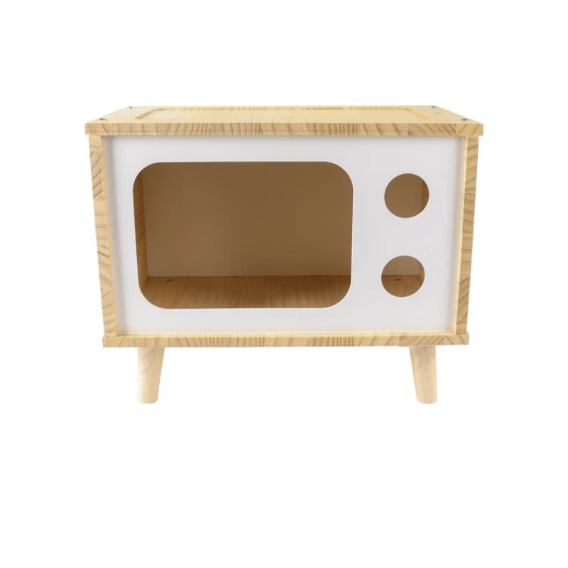 

Solid wood cat nest furniture cat scratching board creative home bedside table cat house kennel wooden cabinet