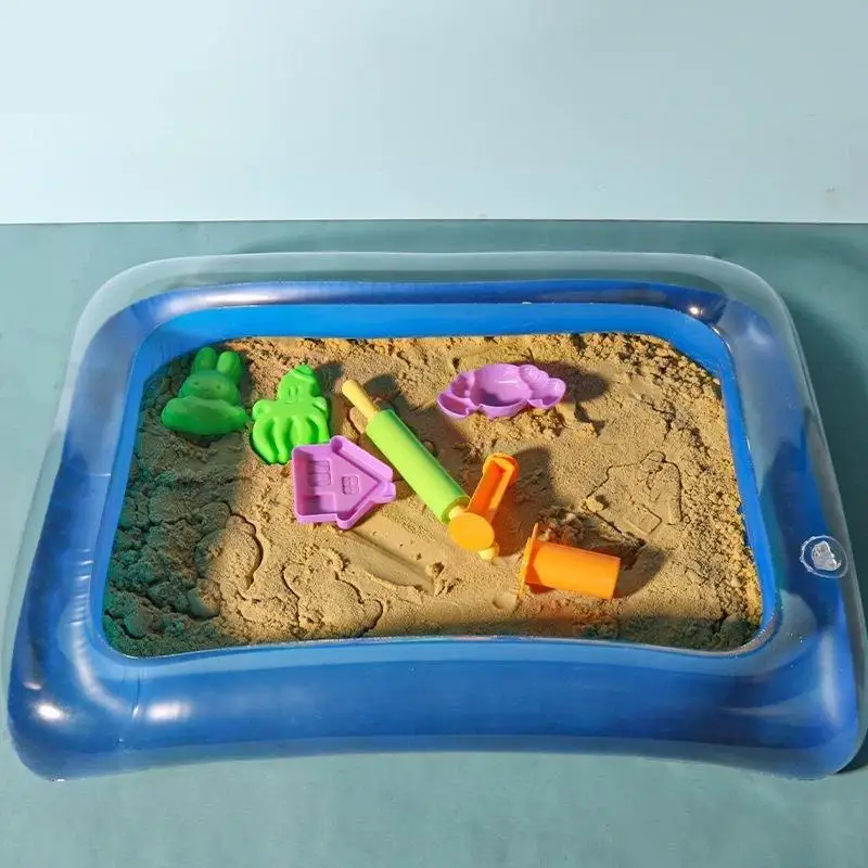 Hot Sale 1Pcs Reusable Cleaning Basin Blue Inflatable PVC Tray Kids Sensory Learning Tray For Sand Water Fishing Games