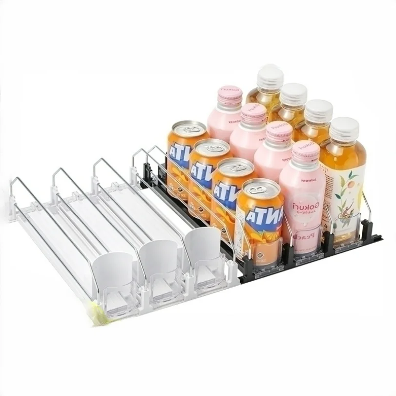 

Refrigerator Can Beer Cans Drink Clist Dispenser Tray Supermarket shelf beverage E-shaped thruster, convenience store refrigerat