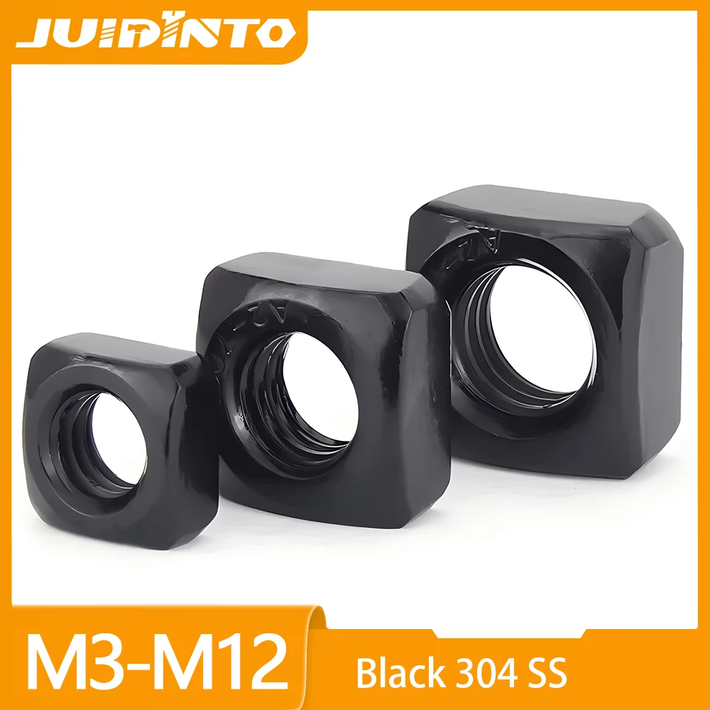 M3 M4 M5 M6 M8 M10 M12 Schwarze A2-70 304 Edelstahl-Vierkantmutter