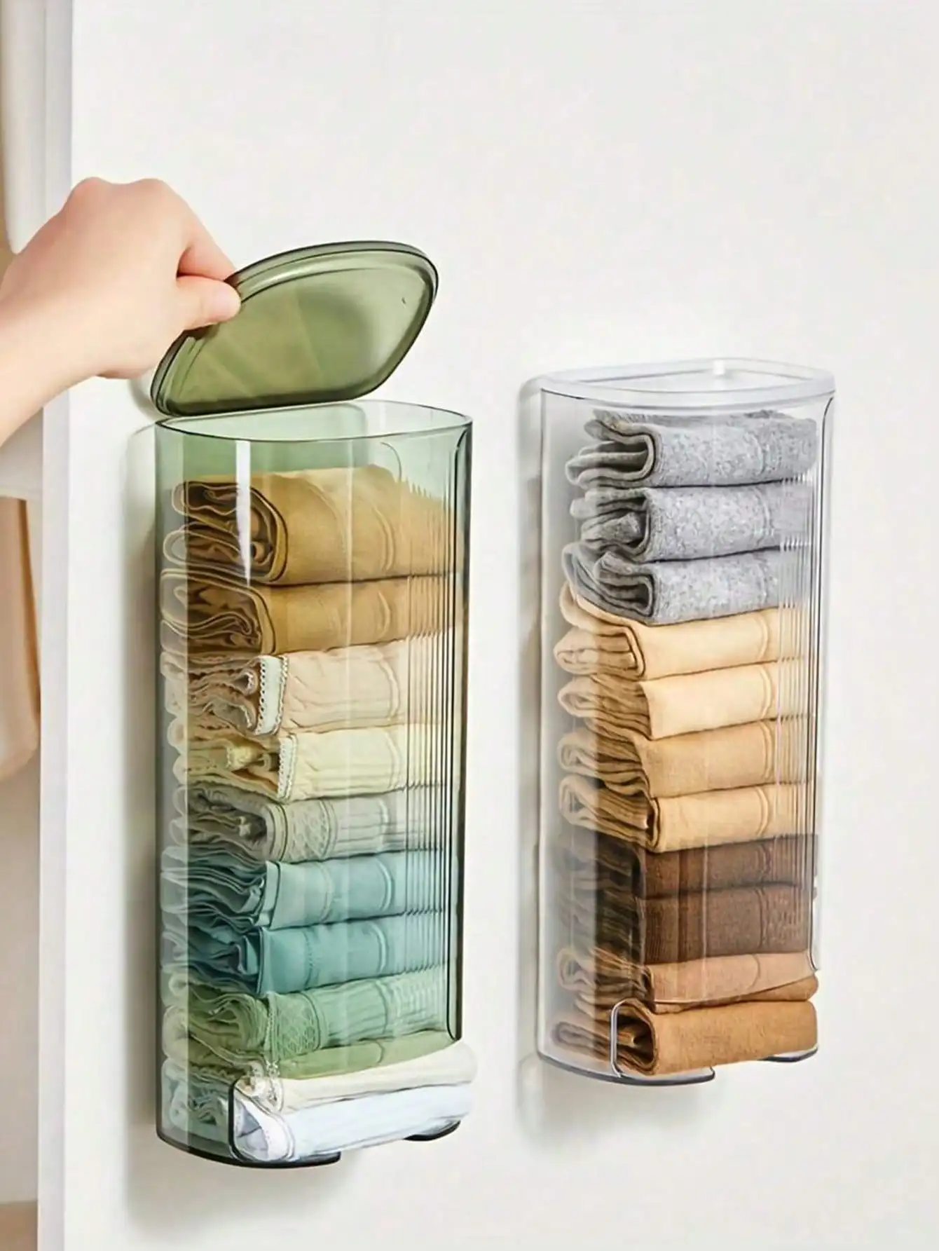 

Wall Mounted Clear Plastic Under Cabinet Organizer For Bras Socks Underwear Storage