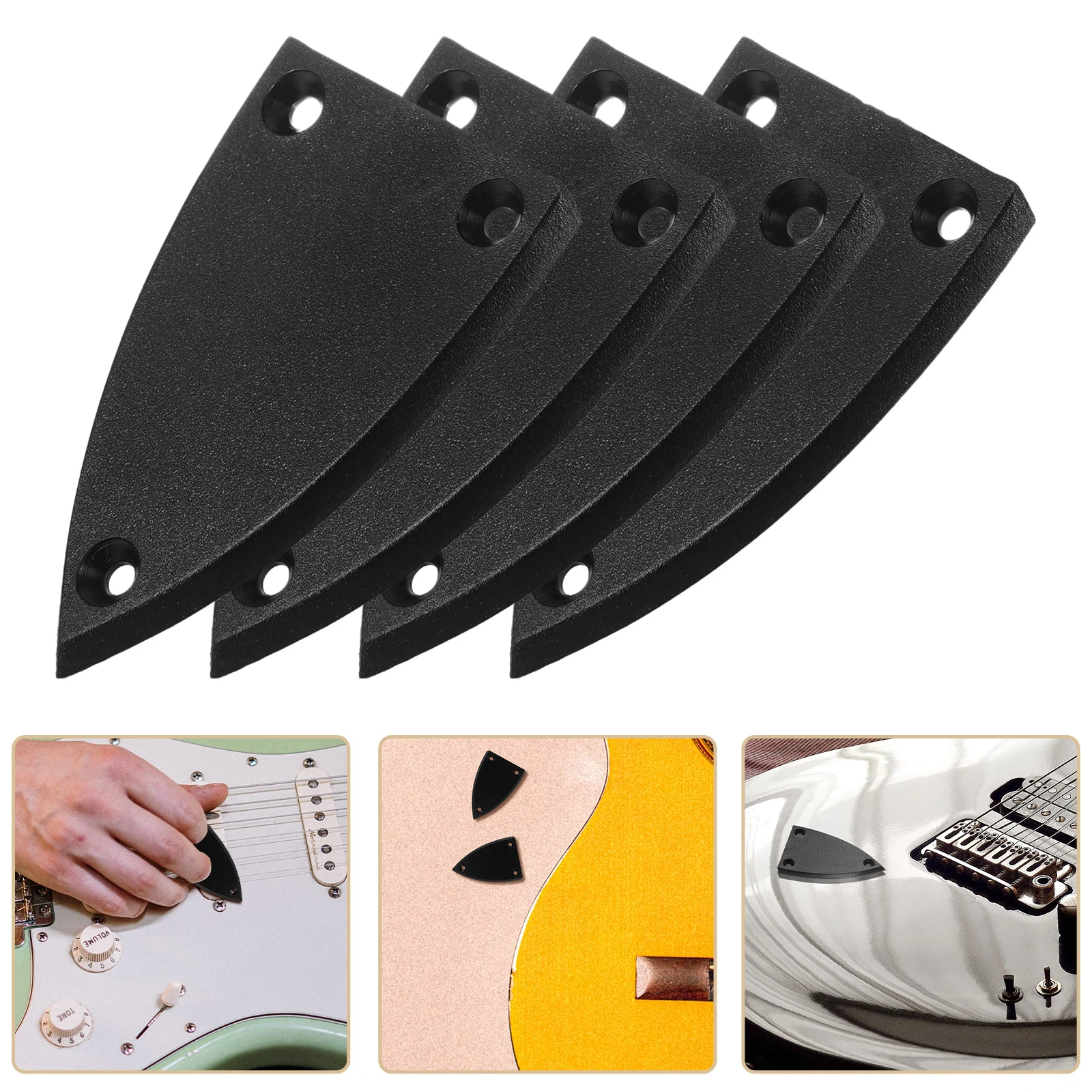 

4pcs Black Guitar Truss Rod Covers Durable Plastic 3 Holes Triangle Hole Cover Protective Plate For Electric Bass ESP Parts