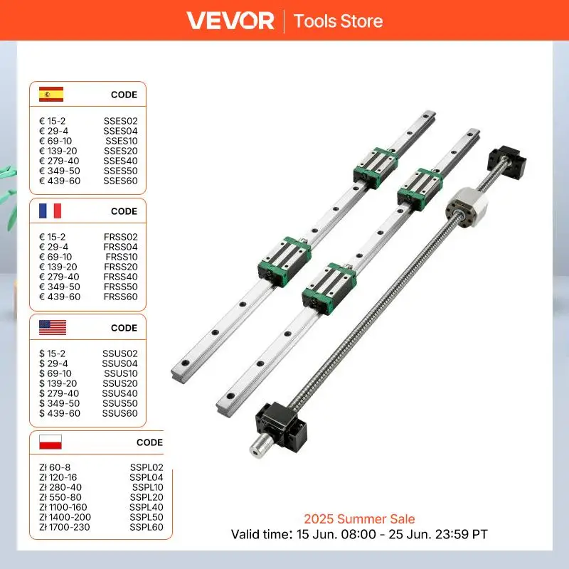 VEVOR HGR20 2PCS линейные направляющие 700-2000MM 4PCS блоки скольжения RM1605 шариковый винт с шариковой гайкой BF12/BK12 гайка для ЧПУ DIY маршрутизаторы