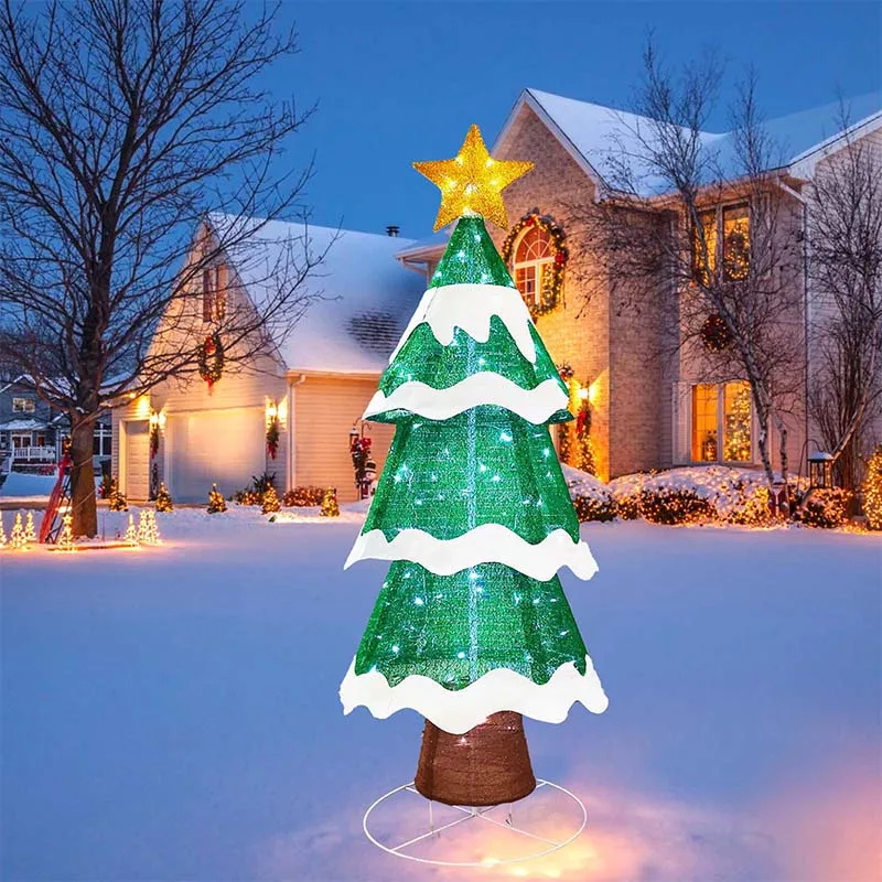 

New outdoor Christmas decoration 5-foot Christmas tree, supermarket Christmas holiday metal decoration w/200LED lights