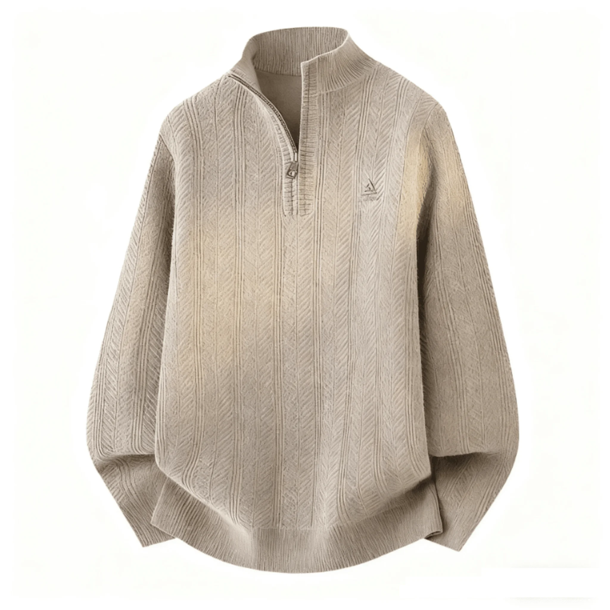 

High Quality Plain Color Zip Up Sweater Men Mock Neck Thick Knit Sweater For Men Long Sleeve Casual Pullover Autumn Clothing