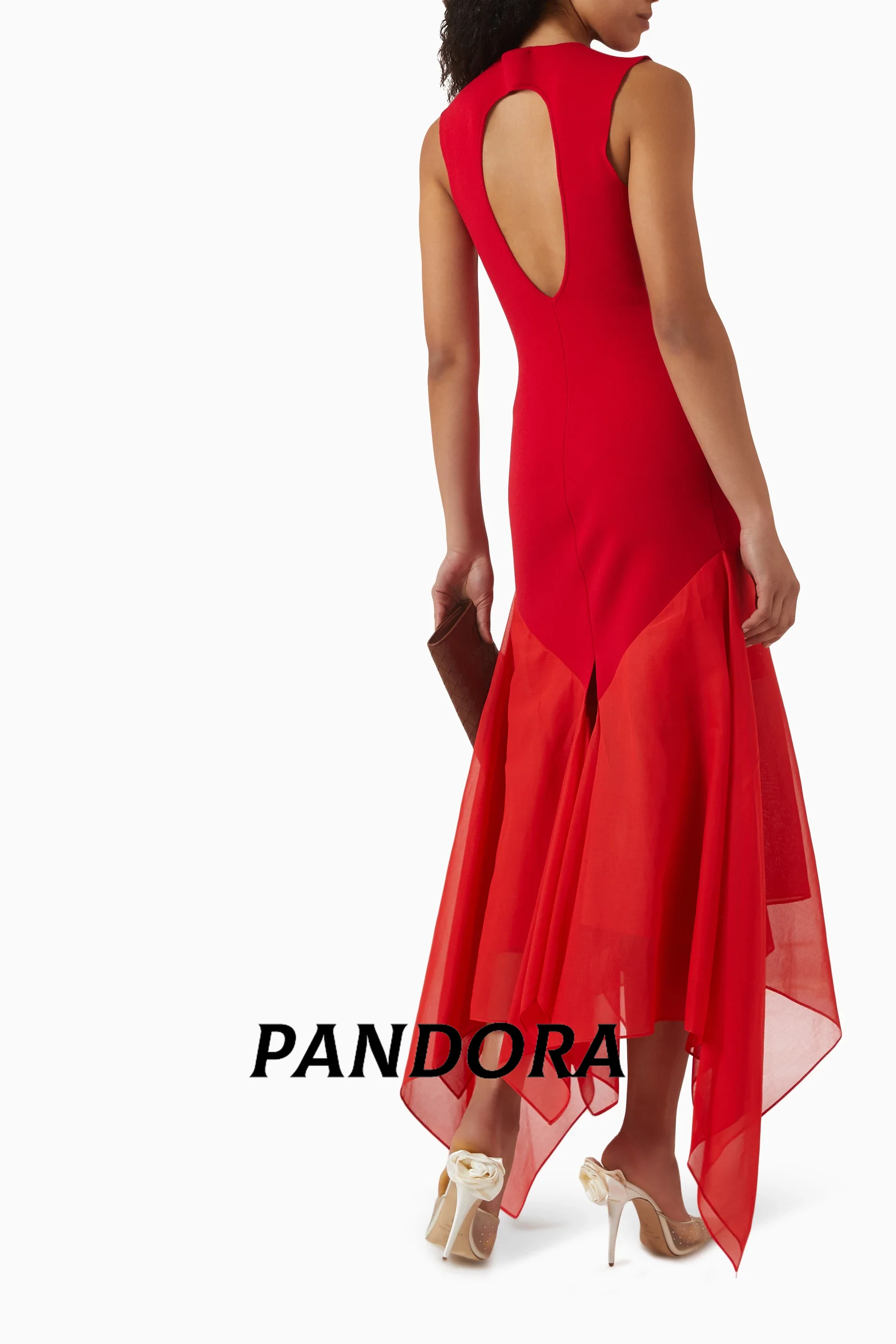 Pandora Elegant formal Evening dress for Women O neck sleeveless A Line straight ankle-length banquet party dress