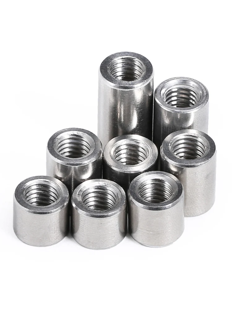M3 M4 M5 M6 304 Stainless Steel Lengthen Round Coupling Nut Internal Thread Cylindrical Joint Nut Sleeve Tubular Nuts