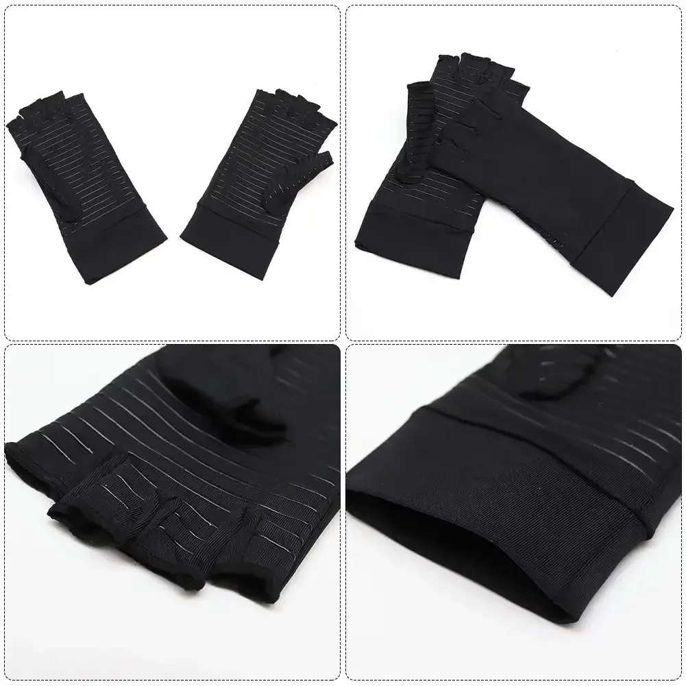 Gants de compression d'arthrite demi-doigts, fibre de cuivre ionique, gants de protection contre la pression, entraînement aux soins génitaux articulaires