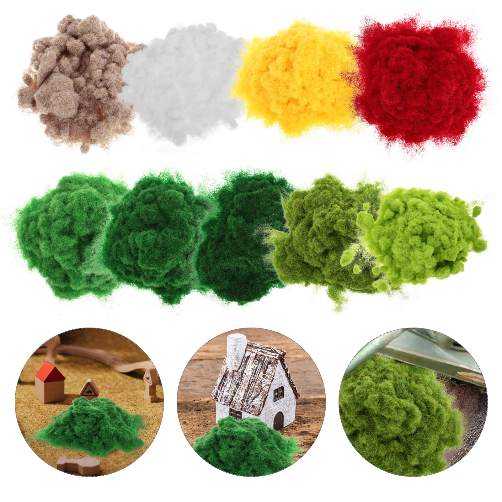 

9 Pcs Grass Velvet Simulated Lawn Powder Fake Plastic Miniature Landscape Supplies