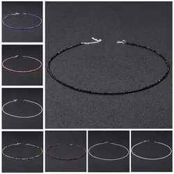 Simple Facted Small Beads Necklaces Natural Stone Aquamarines Spinel Beaded Necklaces For Men Women Jewelry Male Gifts Wholesale