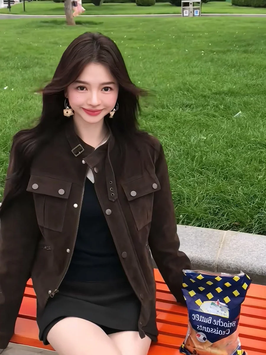 

American Sle Slim Fit Workwear Jaet for Women Autumn Winter High End Sensation Pure Desire Faion ort Coat Top