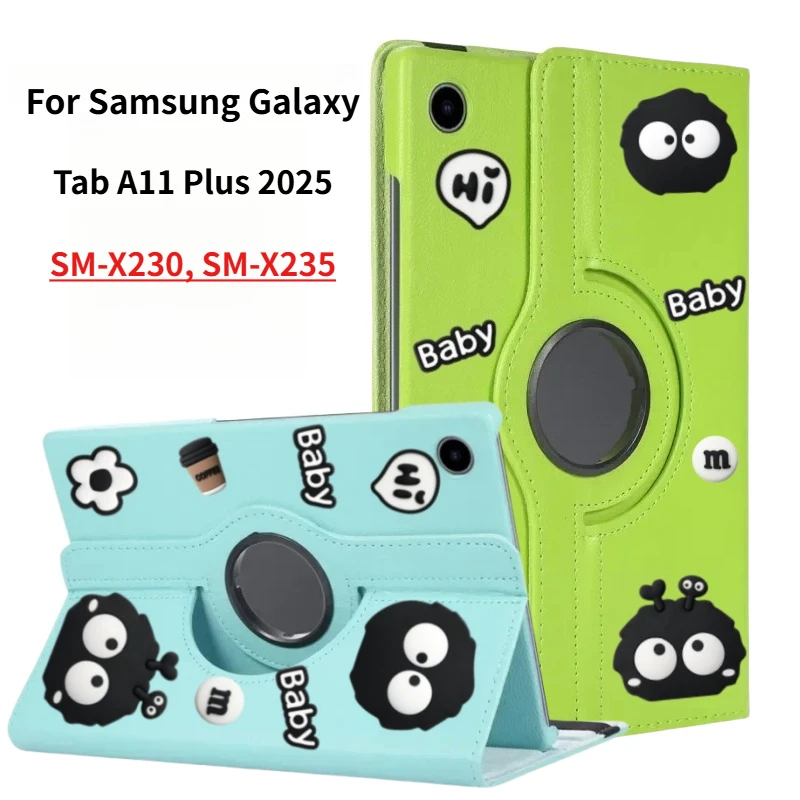 

For Samsung Galaxy Tab A11+ Plus Case 11inch 2025 SM-X230/SM-X235/SM-X236B Cartoon Black Coal Ball DIY Patch Kids Tablets Cover