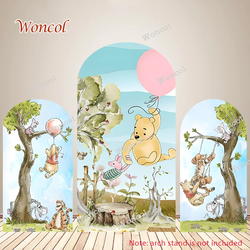 Winnie The Pooh Birthday Arch Backdrop Piglet Tigger Eeyore Backdrop Winnie The Pooh Double-Sided Arch Cover Boy Birthday Decor