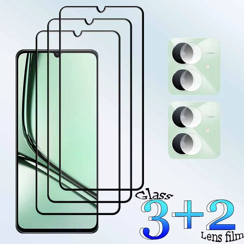 

3+2 For Realme Note60 Note60X Tempered Glass Shockproof 9H Clearly Anti-Scratch Front Protector +Soft Camera lens film